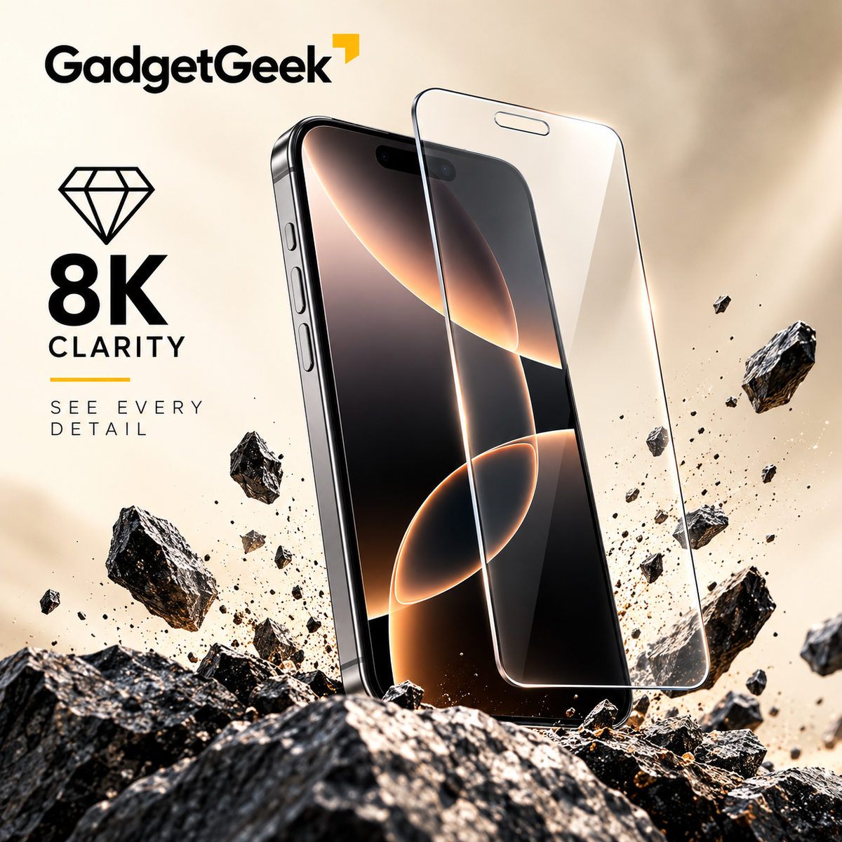 GadgetGeek Iphone Screen Protector, 9H Tempered Glass Screen Guard for iPhone 13,13 Pro,14 16e,17e, HD Clear, Touch Sensitive, Scratch Resistant, Case Friendly