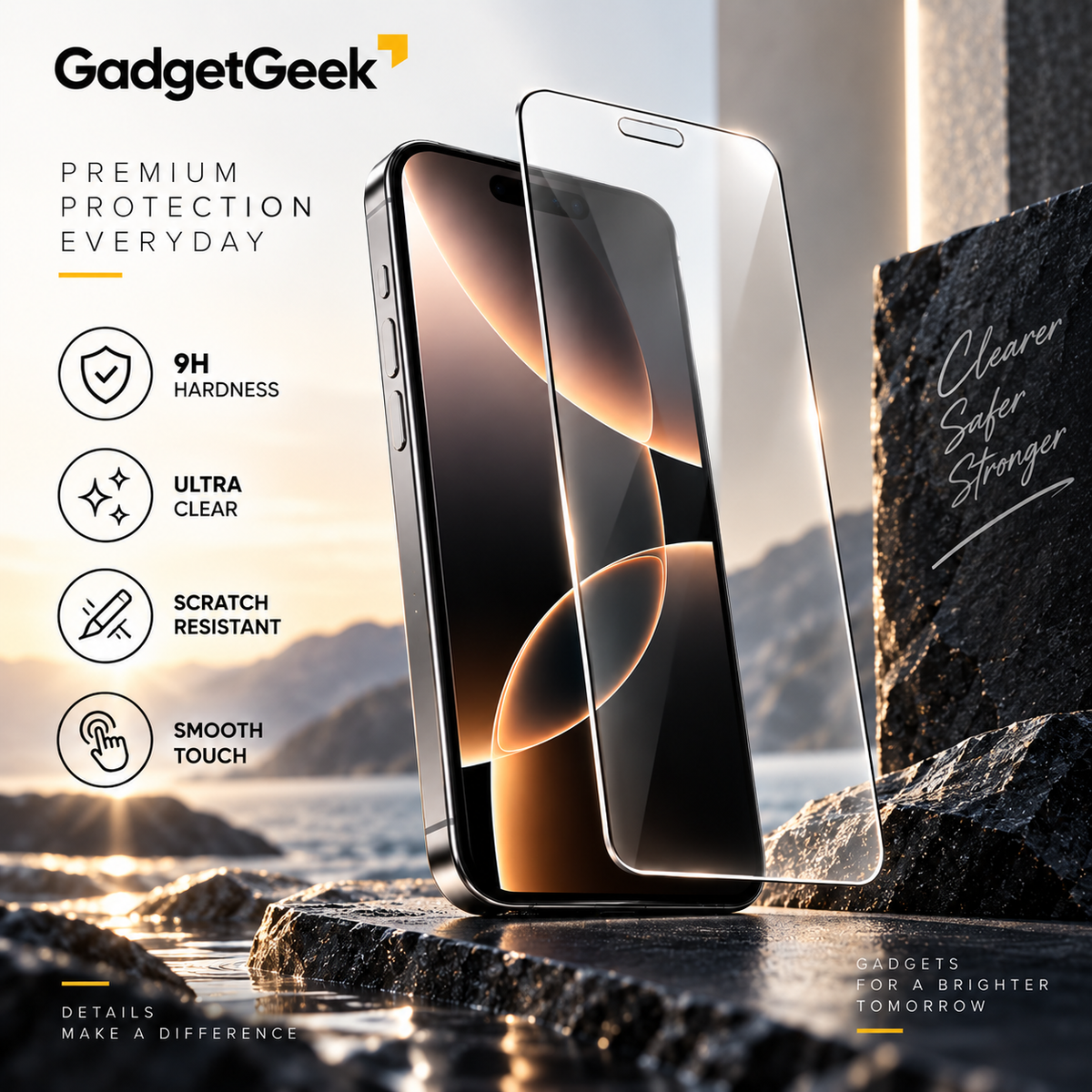 GadgetGeek Iphone Screen Protector, 9H Tempered Glass Screen Guard for iPhone 13,13 Pro,14 16e,17e, HD Clear, Touch Sensitive, Scratch Resistant, Case Friendly