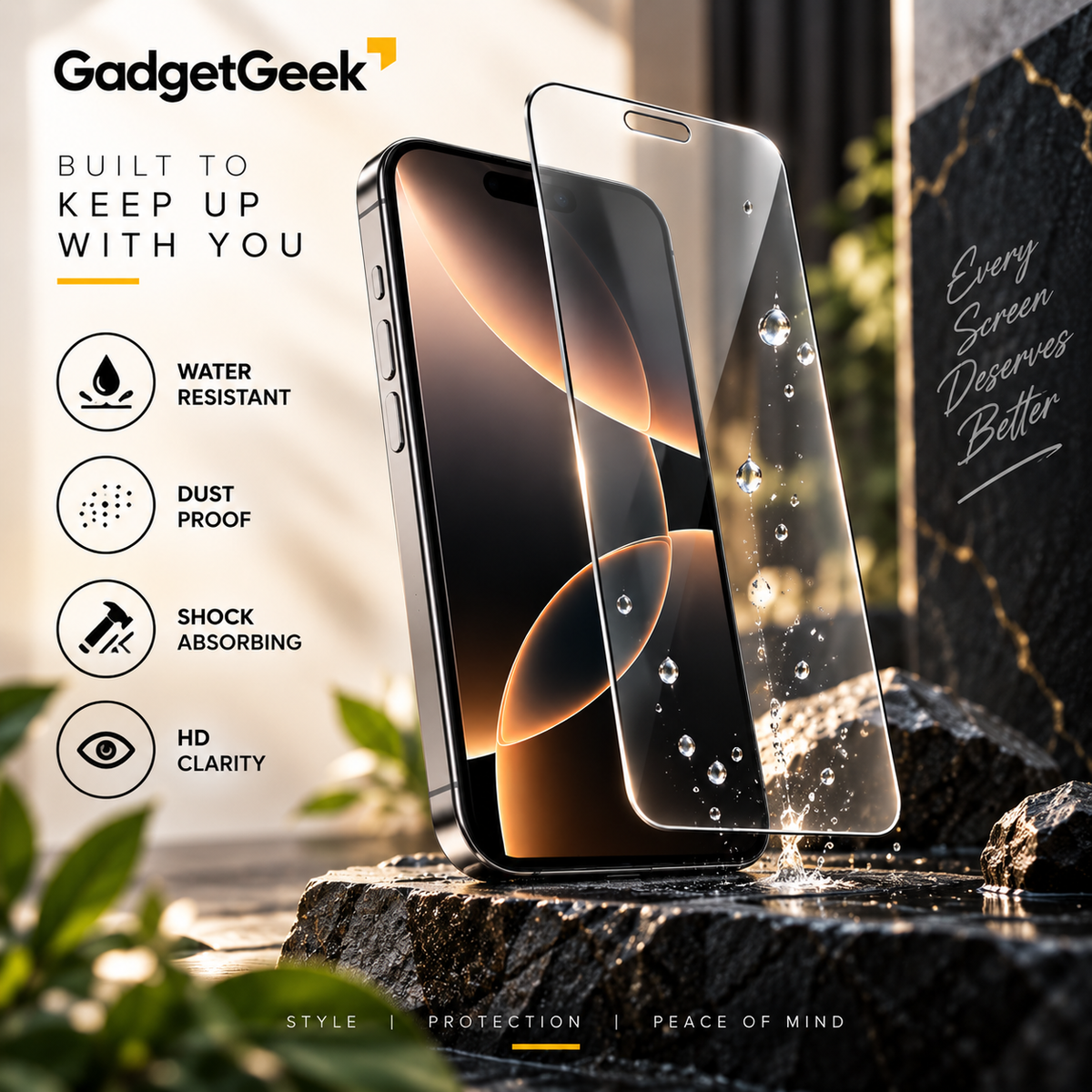 GadgetGeek Iphone Screen Protector, 9H Tempered Glass Screen Guard for iPhone 13,13 Pro,14 16e,17e, HD Clear, Touch Sensitive, Scratch Resistant, Case Friendly