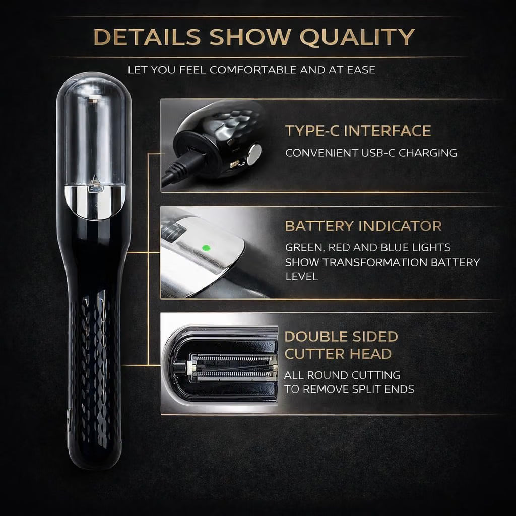 GadgetGeek Split Ends Remover Machine – Cordless Hair Trimmer for Smooth, Healthy-Looking Hair