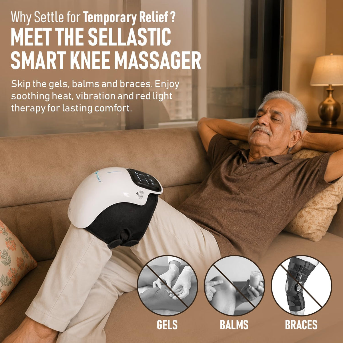 GadgetGeek Knee Massager with Heat, Vibration & Red Light Therapy – Rechargeable Knee Relief Device