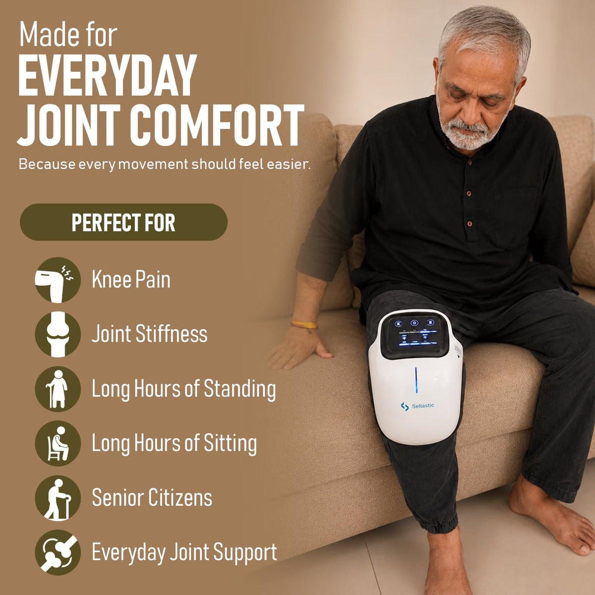 GadgetGeek Knee Massager with Heat, Vibration & Red Light Therapy – Rechargeable Knee Relief Device