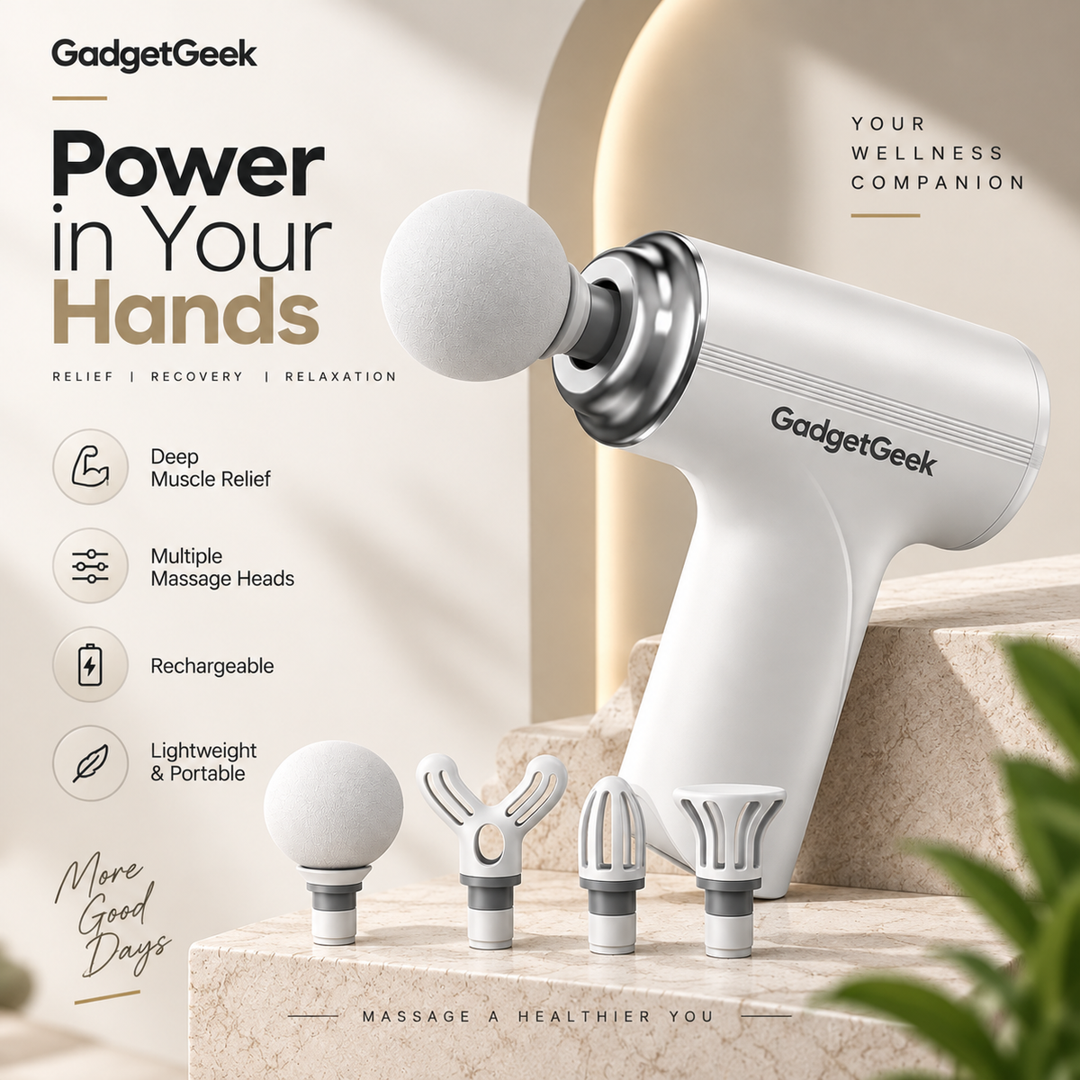 GadgetGeek Mini Massage Gun for Pain Relief, Body Pain Relief Massager
