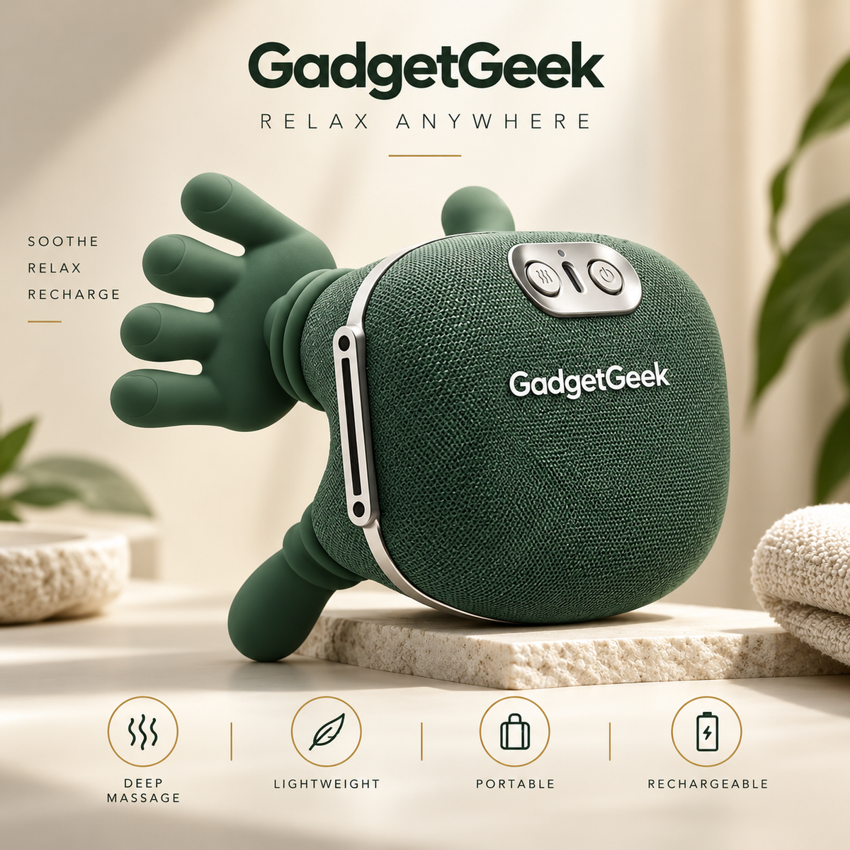 GadgetGeek Neck Massager for Pain Relief with Heat & Red Light Therapy