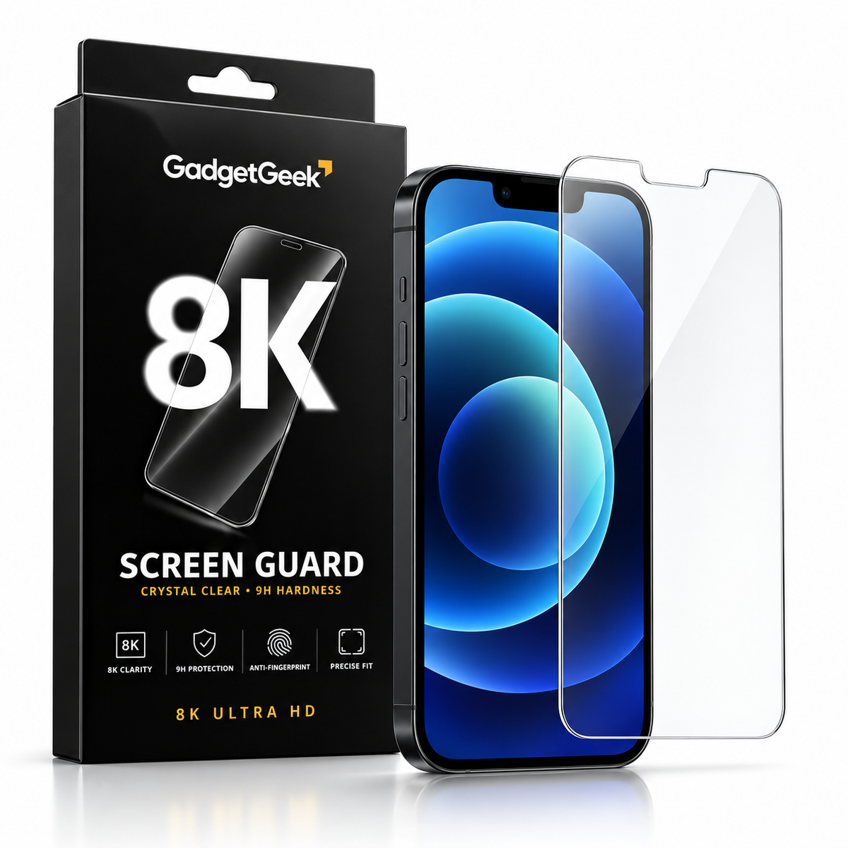 GadgetGeek Iphone Screen Protector, 9H Tempered Glass Screen Guard for iPhone 13,13 Pro,14 16e,17e, HD Clear, Touch Sensitive, Scratch Resistant, Case Friendly