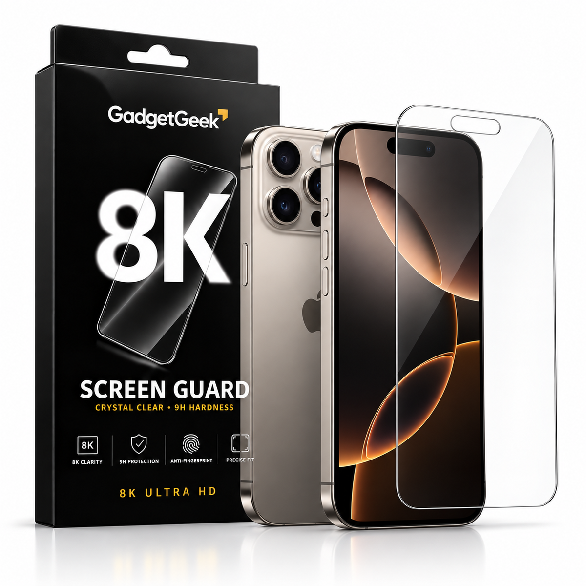 GadgetGeek Iphone Screen Protector, 9H Tempered Glass Screen Guard for iPhone 13,13 Pro,14 16e,17e, HD Clear, Touch Sensitive, Scratch Resistant, Case Friendly