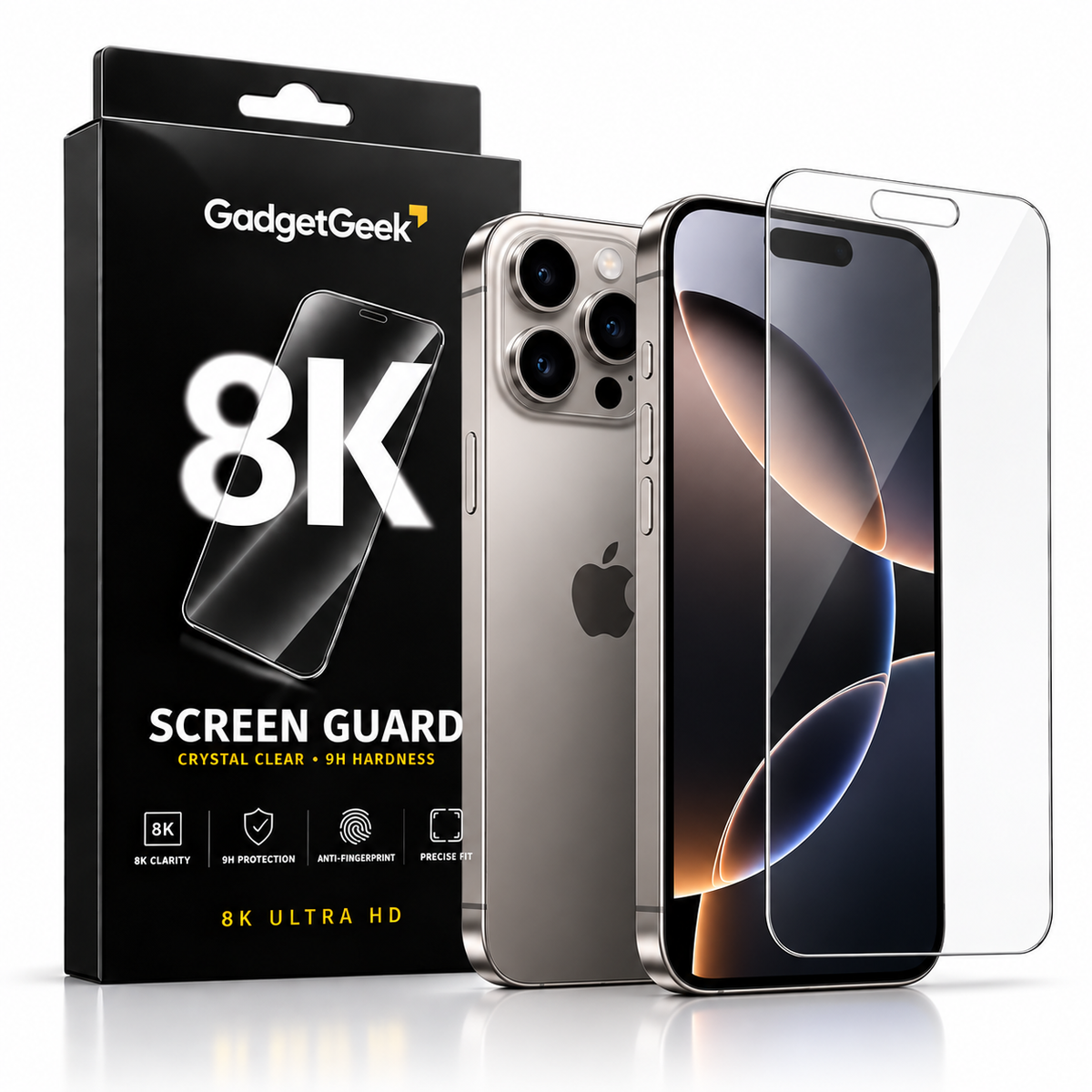 GadgetGeek Iphone Screen Protector, 9H Tempered Glass Screen Guard for iPhone 13,13 Pro,14 16e,17e, HD Clear, Touch Sensitive, Scratch Resistant, Case Friendly