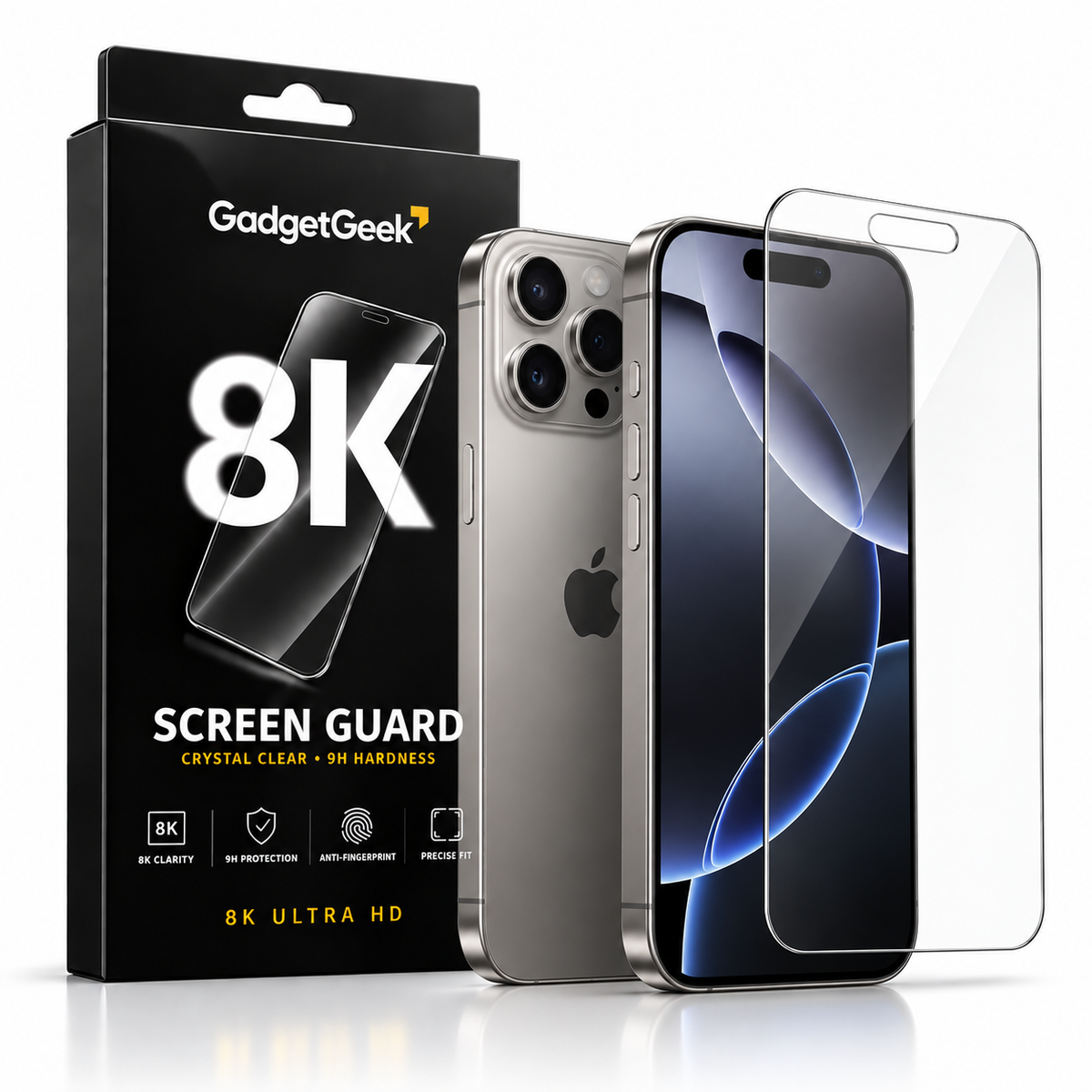 GadgetGeek Iphone Screen Protector, 9H Tempered Glass Screen Guard for iPhone 13,13 Pro,14 16e,17e, HD Clear, Touch Sensitive, Scratch Resistant, Case Friendly